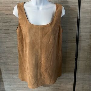 Talbots Camel Suede leather Tank Top, size S, NWT